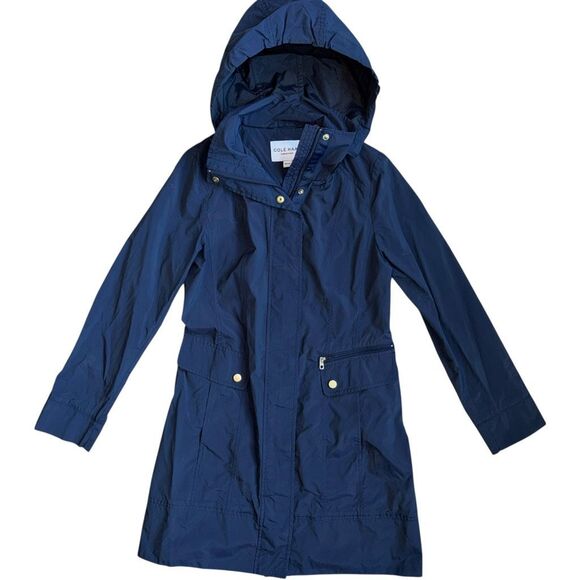 Cole Haan Women's Back Bow Packable Hooded Rain Jacket XS - Picture 2 of 7
